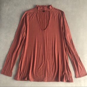 Burnt orange choker cutout top